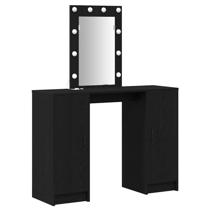 Coiffeuse moderne avec éclairage LED - vidaXL - 102x33x135 cm - Noir - Bois dingénierie - Miroir intégré