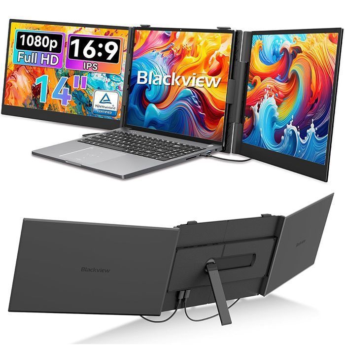 Écran PC portable Blackview DCM6 Pro 14 IPS FHD Triple EcranUltra Fin Protection Oculaire Écran Portable pour PC 13 173