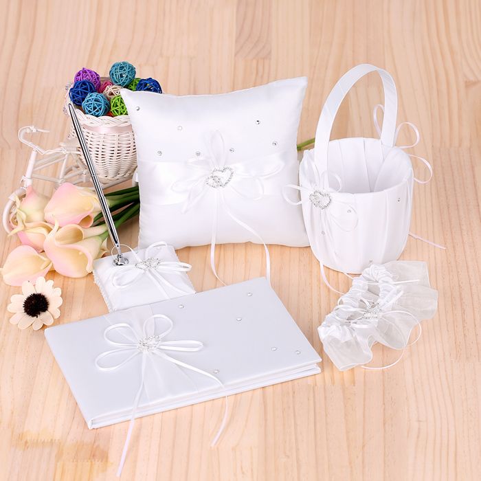 Duokon ensemble de panier de fille de fleur 5 pièces/ensemble fournitures de mariage panier de fille de fleur en linge fete