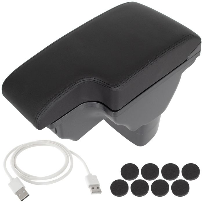 Accoudoir Nissan Juke 10-19 avec rangement et hub USB CUIR PU NOIR + kit de montage + câble