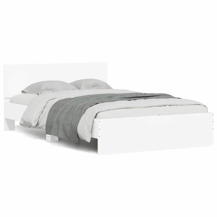 Lit 2 places Blanc - 120x190 cm - Nanas Garden - Cadre de lit avec tête de lit et LED blanc 120x190 cm 80419857196