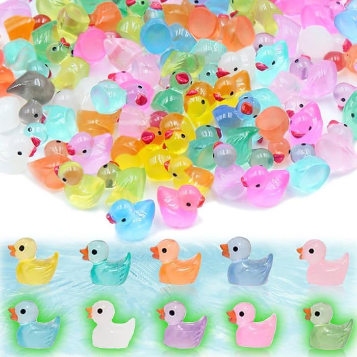 Lot de 130 mini canards résine colorée effet veilleuse décoration aquarium micro jardin .