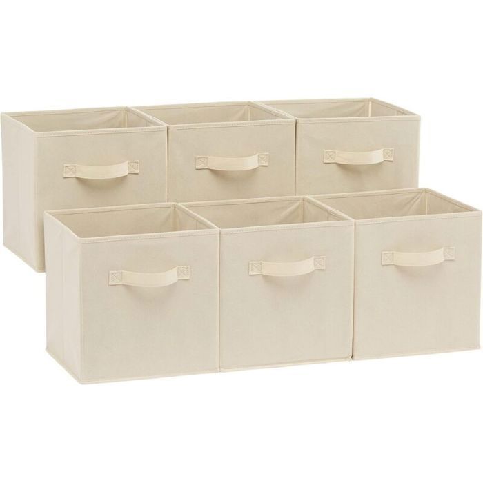 Ensemble de 6 cubes de rangement pliables en tissu avec poignées 26 6 x 26 cm boîte de rangement pour armoire étagère maison