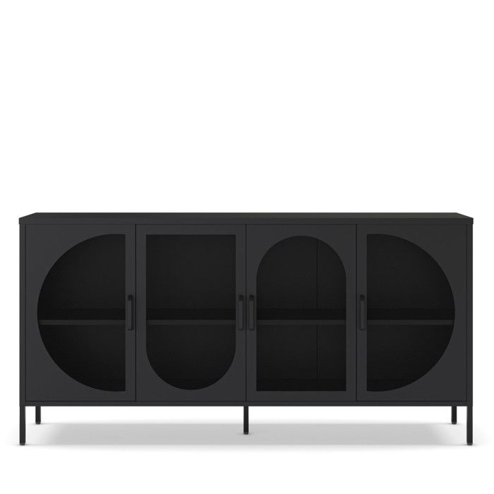 Zio - Buffet 4 portes en métal L160cm - Noir Zio - Buffet 4 portes en métal L160cm - Noir