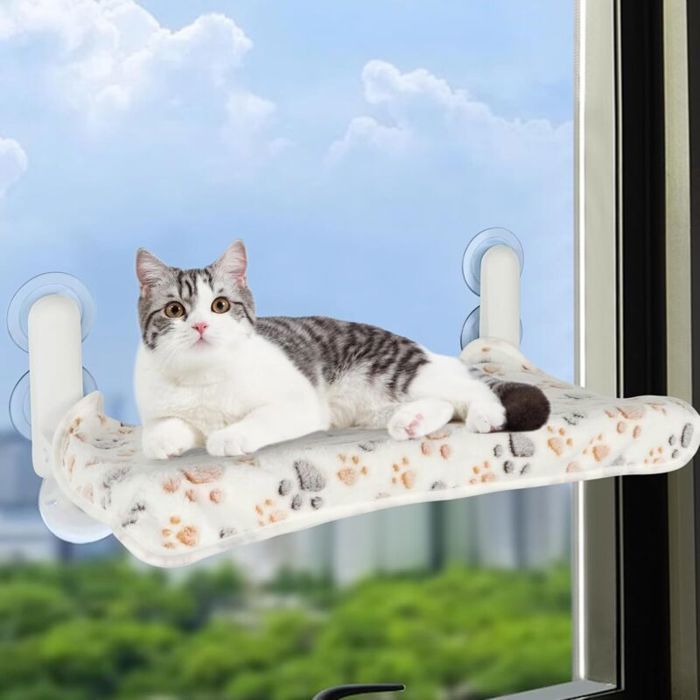 Hamac chat fenêtre pliable 4 ventouses 52x30cm 25kg