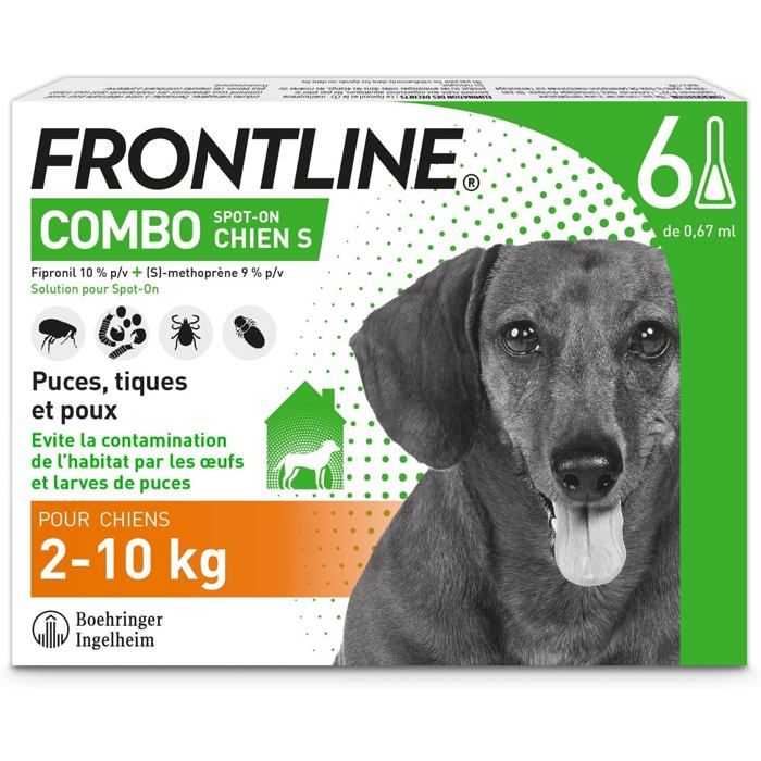 Combo Chien - Anti Puces Anti-Tiques - Protège LHabitat1 Elimine Puces Pendant 8 Semaines/Tiques Pendant 4 Semaines