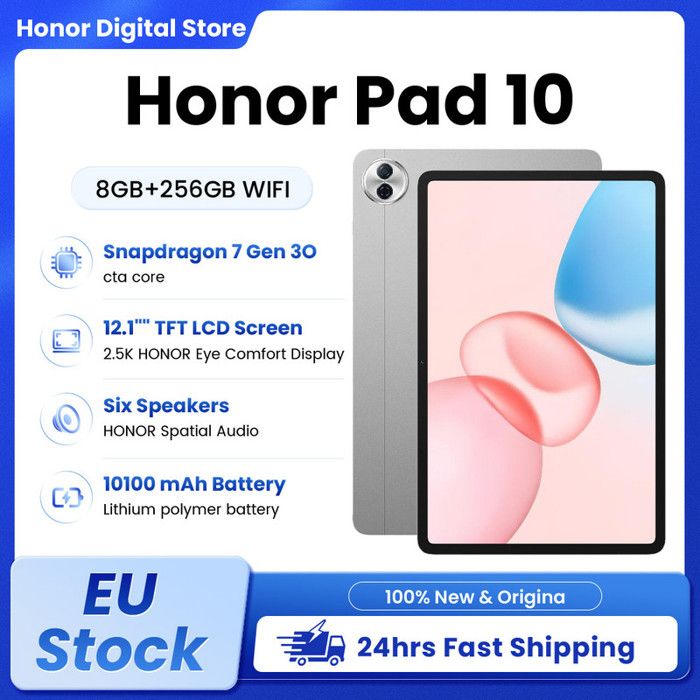 Tablette HONOR Pad 10 121 Pouces - 8Go/256Go - Snapdragon 7 Gen 3 - WiFi - 10100mAh - Gris - Version Européenne