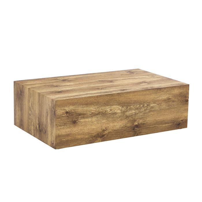Table basse - FURNITURER - 90x50x30 cm - Rectangulaire - Aspect bois - Design bloc moderne Table basse - FURNITURER - 90x50x30 cm - Rectangulaire - Aspect bois - Design bloc moderne