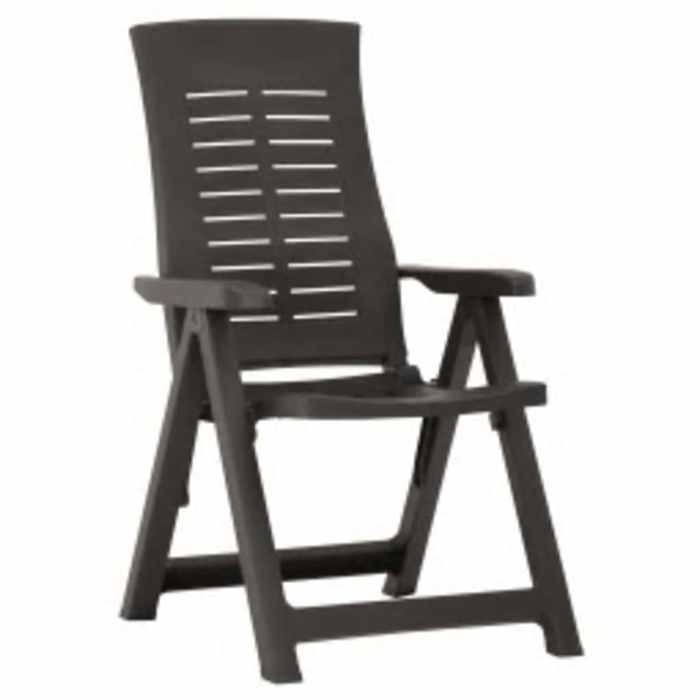 Chaises inclinables de jardin Résistants UV(2 pièces) - Fauteuils de jardin - Plastique Anthracite(59 x 67 x 106 cm) ask45i