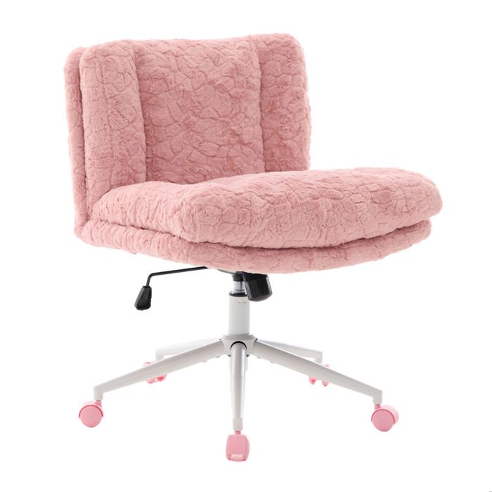 Chaise de bureau à roulettes- WILITTO - hauteur réglable - Dossier moelleux - ergonomique - Contemporain - 67x445x86cm - Rose