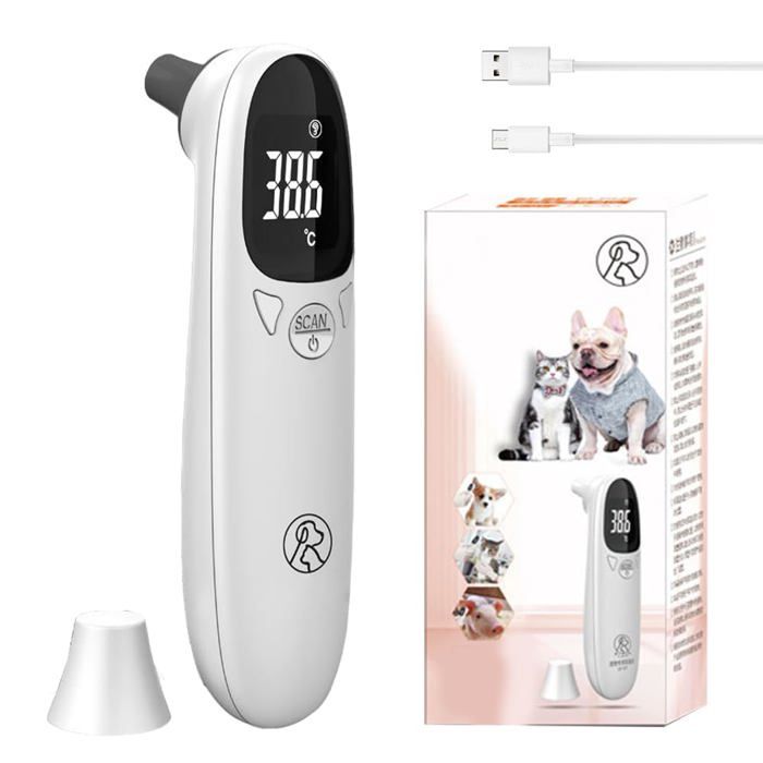 Thermomètre oreille chien chat LED numérique portable pour animaux Moniteur température Cuneary