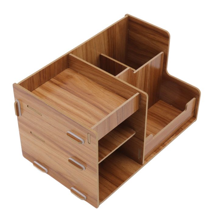 AUCUNE Étagère dorganisation de bureau en bois Bureau en bois organiser étagère multicouche gain de place boîte de meuble bac