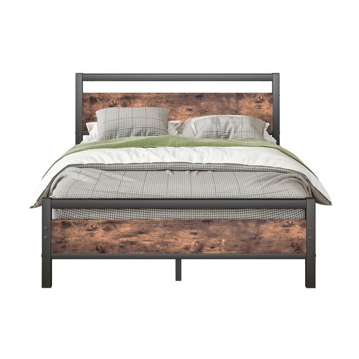 Lit 140x190 cm en métal et MDF avec sommier à lattes rangement sous lit 27 cm montage facile FOLYNA Lit 140x190 cm en métal et MDF avec sommier à lattes rangement sous lit 27 cm montage facile FOLYNA