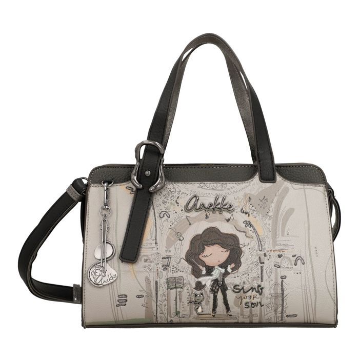 Sac à main - ANEKKE - Orchestra Short Handle Bag - Gris multicolore - 28x18x12 cm - Fermeture zippée bandoulière réglable Sac à main - ANEKKE - Orchestra Short Handle Bag - Gris multicolore - 28x18x12 cm - Fermeture zippée bandoulière réglable