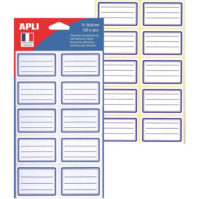 Étiquettes Scolaires Lignées Bleu Avery - 120 Étiquettes A5 - Pour Cahiers, Livres - Imprimable Ou Manuscrite