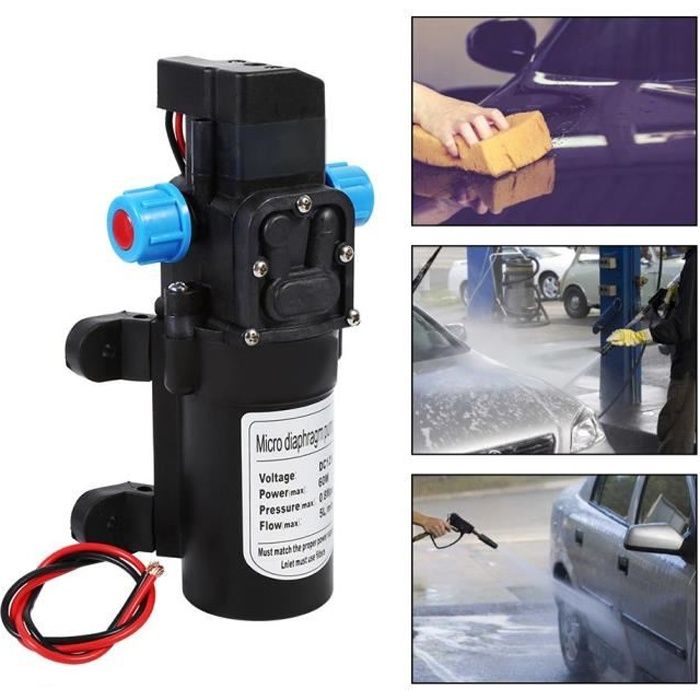Pompe à eau à amorçage automatique à haute pression de diaphragme pour nettoyage voiture 12V 115Psi 5L - min 60W -SEC