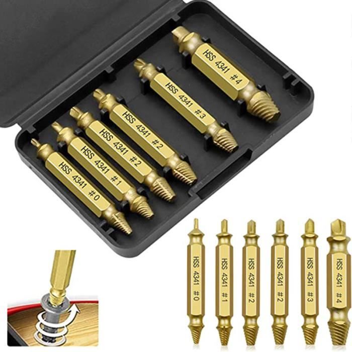 Extracteur de Vis Cassée，6pcs Extracteur à Vis à Tête Double,Extracteurs de Boulon Cassé de Vis