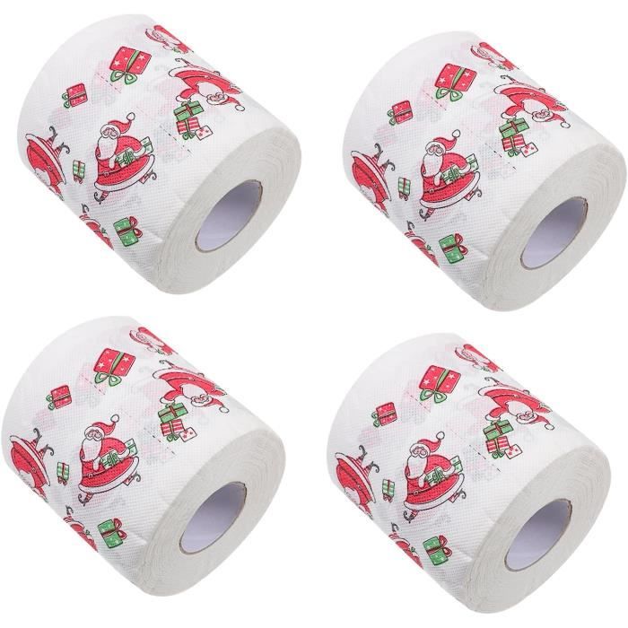 4 rouleaux rouleau de papier toilette de noël serviettes de noël gag de noël cadeaux papier hygiénique mouchoirs en papier mé[h1987]