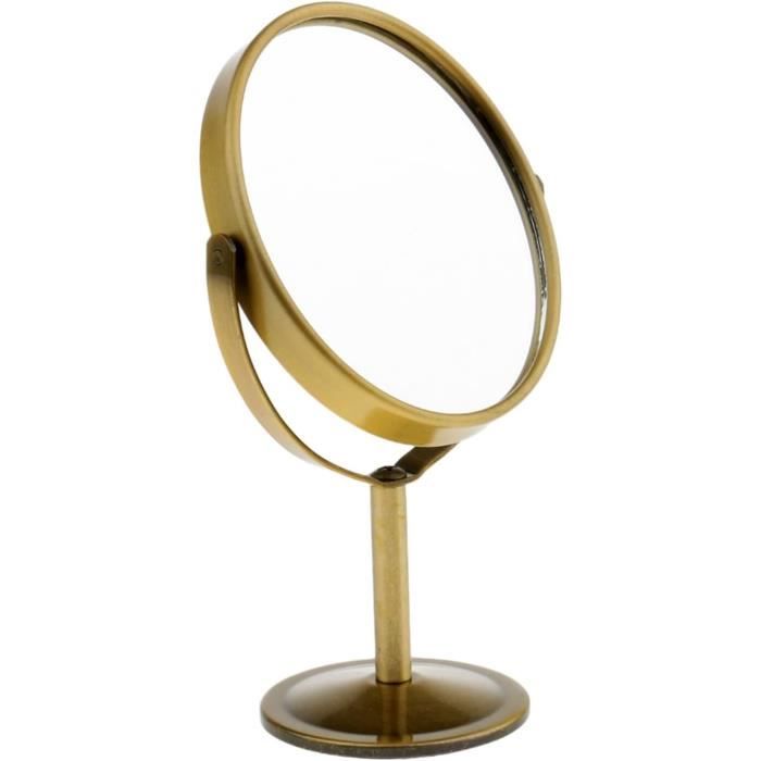 Miroir De Maquillage Double Face En Forme De Cœur - Avec Support - Côté Normal + Côté Grossissant - Portable Pour Bureau, Coiffeuse - Rose - 10