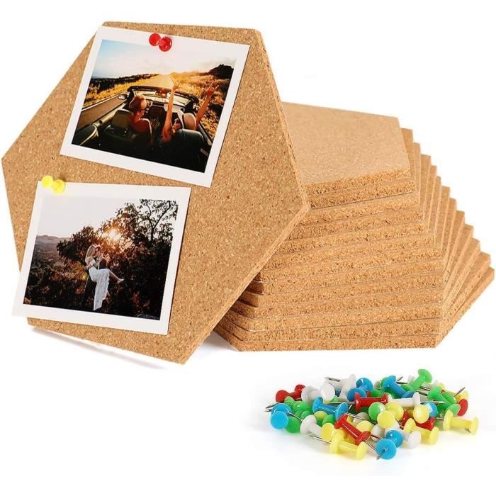 Gucass 18 Pièces Tableau Liège Autocollant Hexagonal - Avec 80 Broches - Déco Murale Pour Photos Et Notes