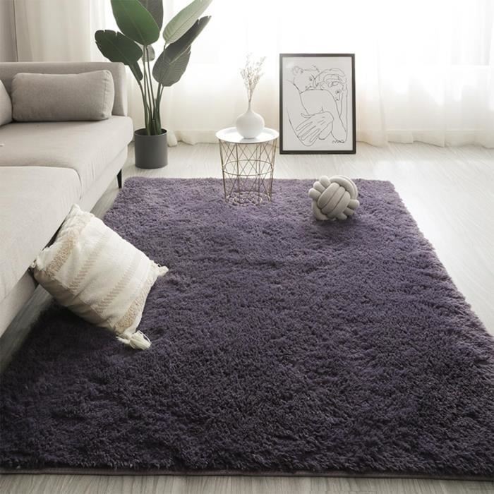 Tapis Shaggy Long Super Doux - 50x78 Cm, Antidérapant, Lavable, Gris Foncé