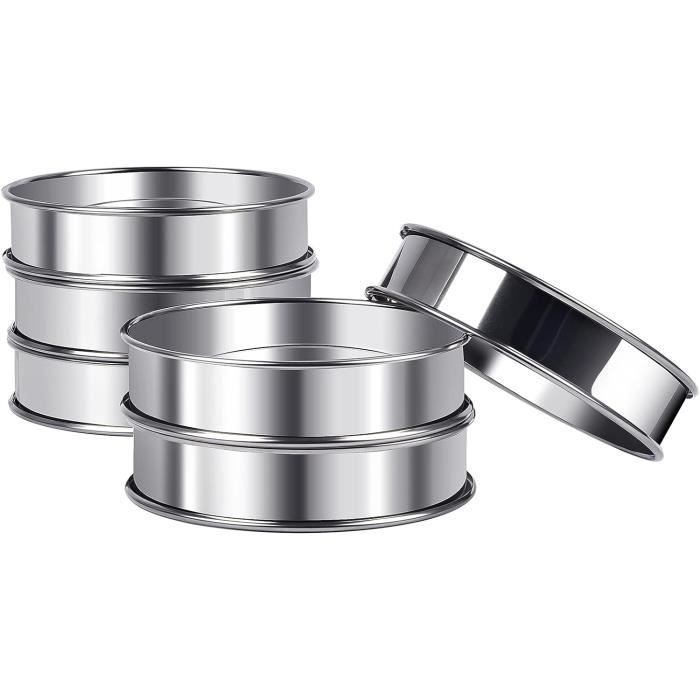 Lot De 20 Cercles à Pâtisserie En Inox - Diamètre 10,5 Cm Hauteur 2,5 Cm - Antiadhésif Pour Muffins, Tartes, Crêpes
