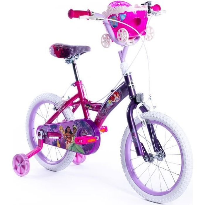 Velo Fille Huffy Disney Princess 16 Rose Velo de ville loisir Roues laterales incluses Cdiscount Sport
