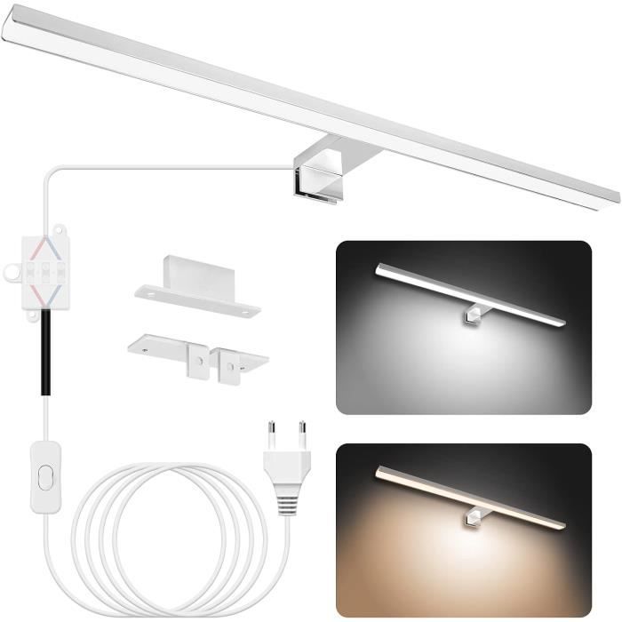NIORSUN Lampe miroir LED 60 cm 15W 1500 lm IP44 — 2 températures 4000K/6000K réglable avec mémoire