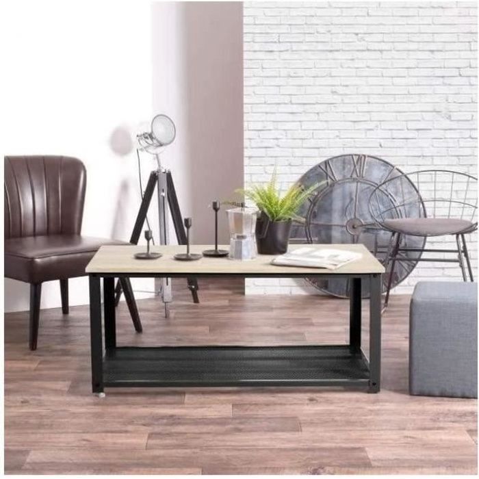 Table Basse Industrielle Table de Salon Style Vintage Industriel pour