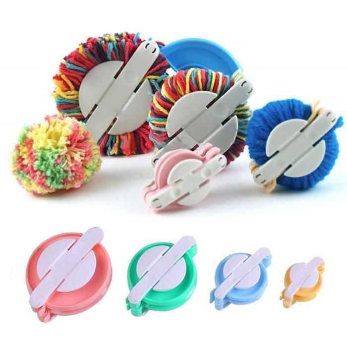 4 Tailles Maker Pompom Outil Kit Tricotage Tricot Pompon Peluche Artisanat DIY