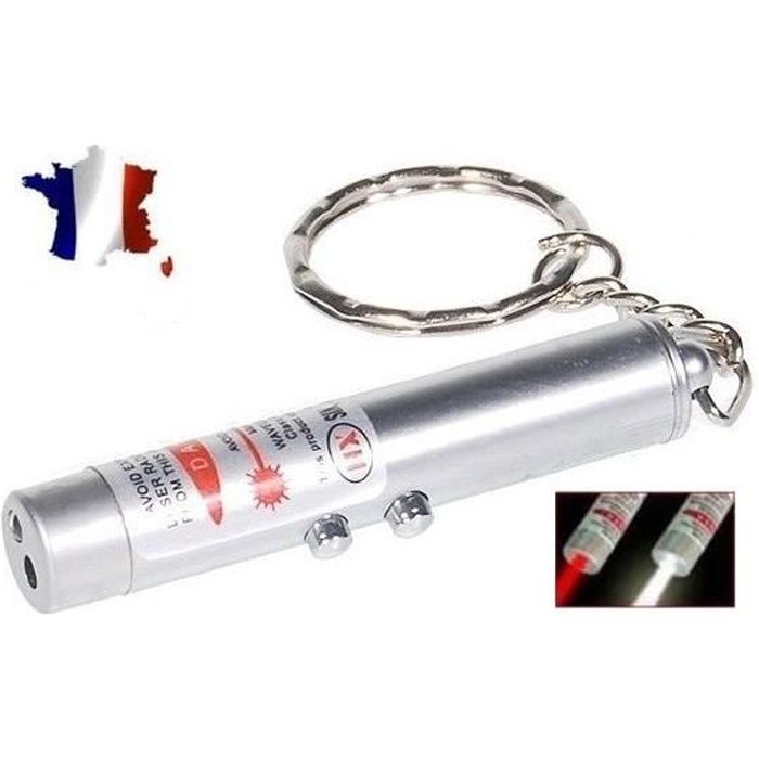 3 dans 1 Mini Pointeur Laser LED Torche Lampe de Poche Porte-Clé UV