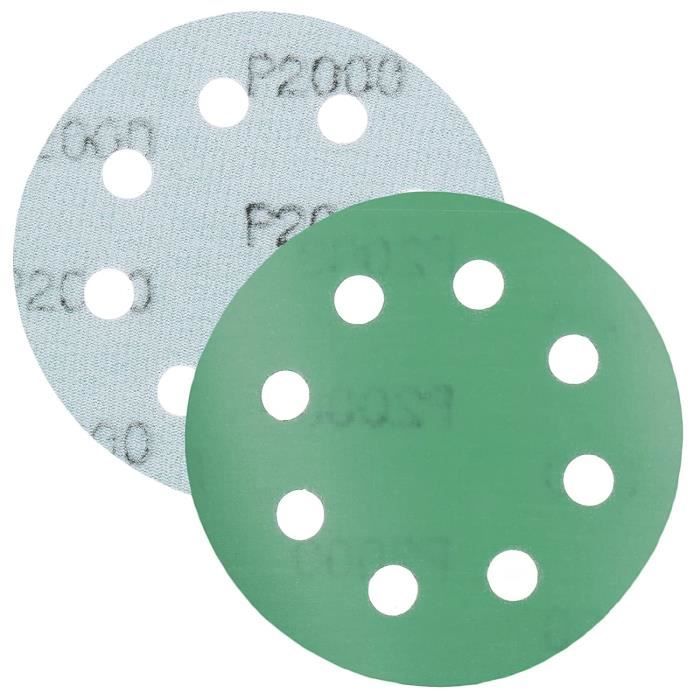 Lot de 80 feuilles de papier abrasif 125 mm, disques abrasifs 8 trous