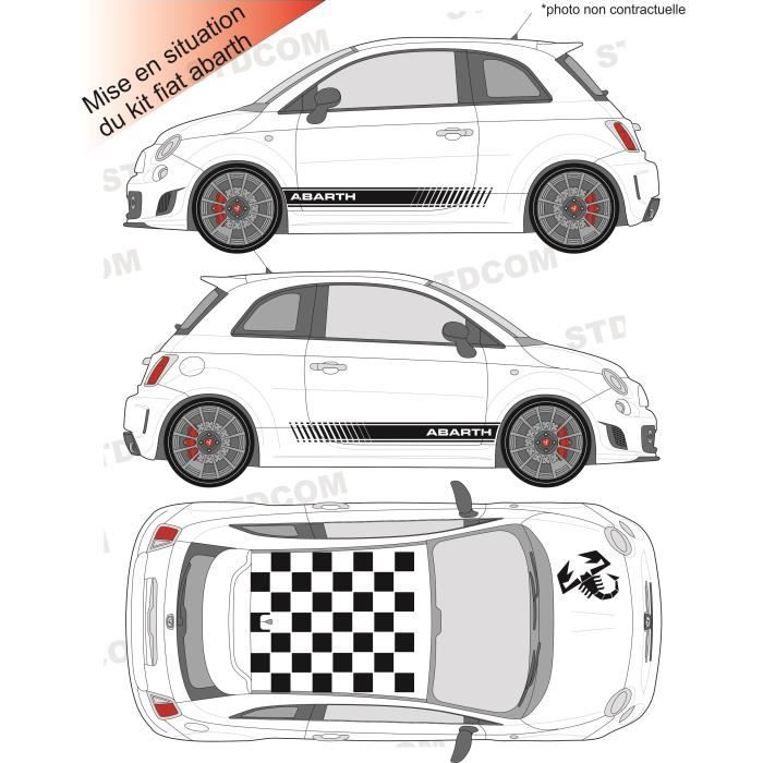 Autocollant Noir - Fiat 500 Abarth - kit n°2 Adhésif ...