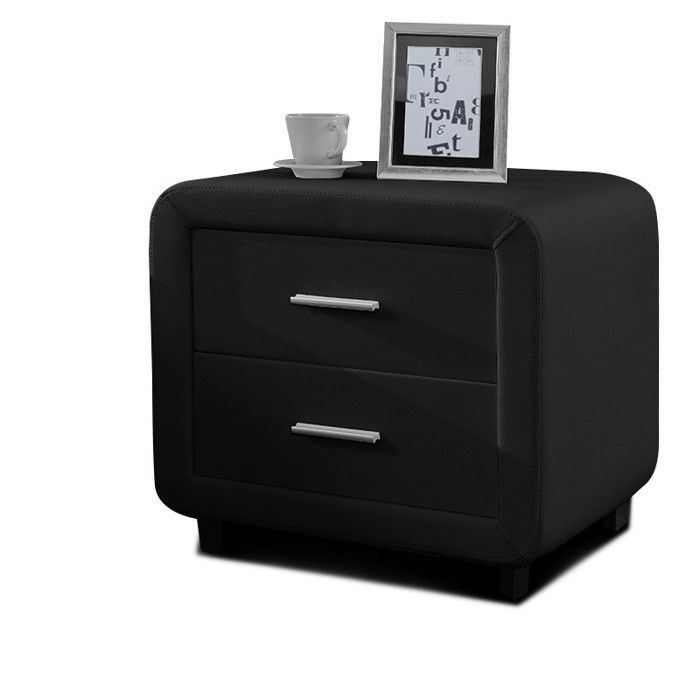 Table Chevet Design En Simili Cuir Zest Noir Achat Vente