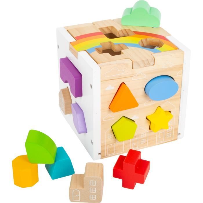 Cube à formes Arc-en-ciel jouet en bois pour enfant à partir de 1 an