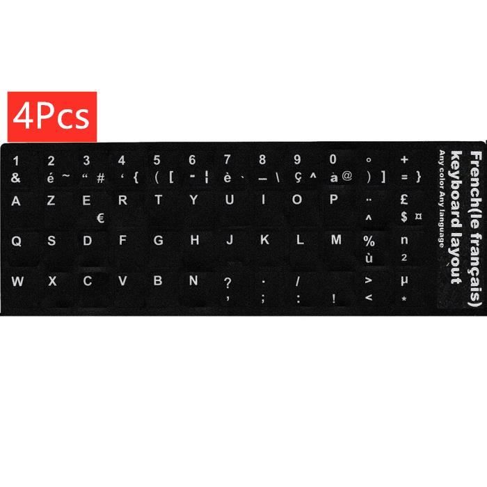 Sticker autocollant AZERTY pour touches de clavier NOIR