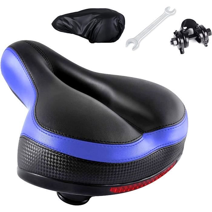 Selle Vélo Confort Plus Grande 26 21cm, Antichoc Selle VTT à Design Creux  Respirant, Siège de Vélo avec Bande Réfléchissante, Imperméable Selle Gel  pour Bicyclette Universelle