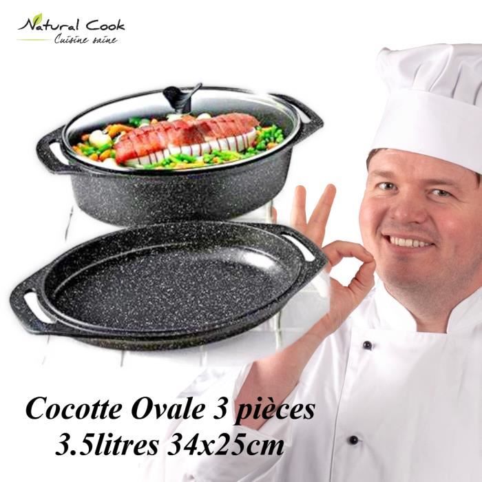 Cocotte 3 pièces ovale 3 pièces 3.5 litres Espace Cuisine Professionnel