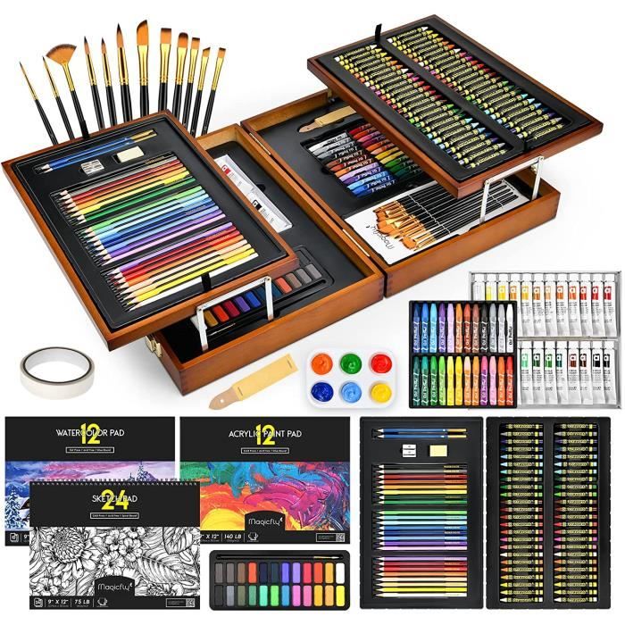 KIT DE DESSIN Malette Dessin 167 Pièces Set de Peinture dans Coffret en  Bois Professionnel, Matériel de Dessin Kit Coloriage pour - Cdiscount  Beaux-Arts et Loisirs créatifs