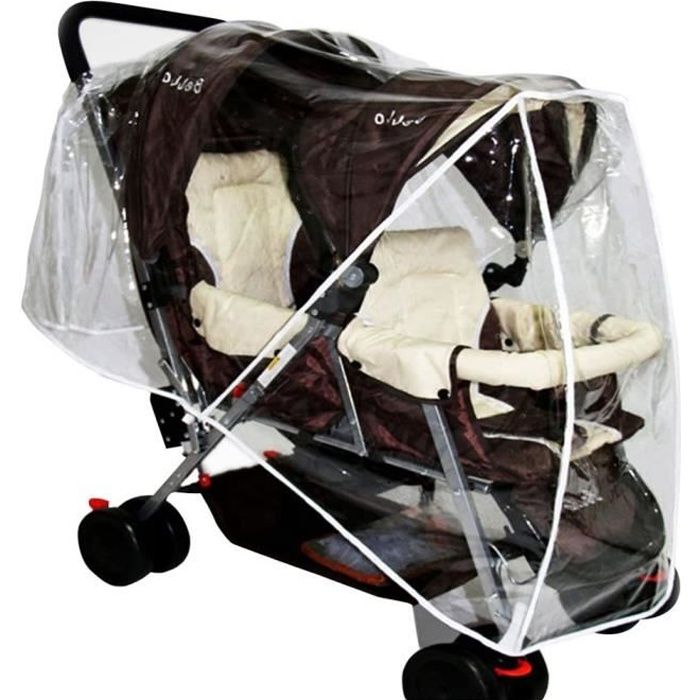 Habillage pluie universel pour poussette double clearance