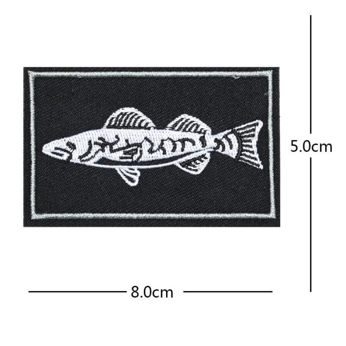 A33-2 -Patch brodé en arête de poisson,Badge de poisson rectangulaire,brassard,bande de poitrine A33-2 -Patch brodé en arête de poisson,Badge de poisson rectangulaire,brassard,bande de poitrine