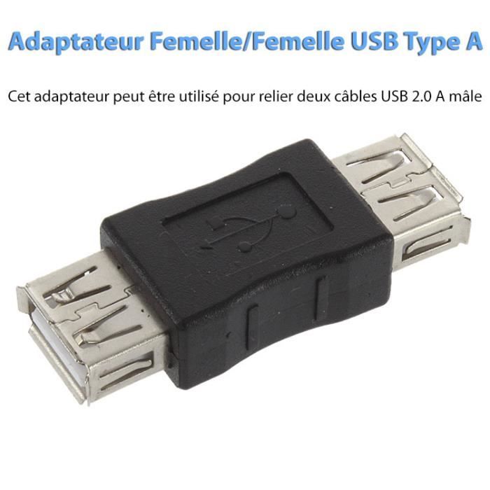 Adaptateur femelle/femelle pour relier 2 câbles USB type C