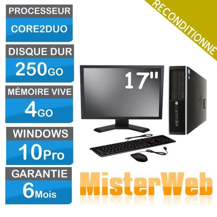 Ordinateur de Bureau complet core2duo 250 Go HDD 4 Go Ram Win10 écran 17 EN VRAC selon modèle disponible. DELL HP LENOVO En - Dell