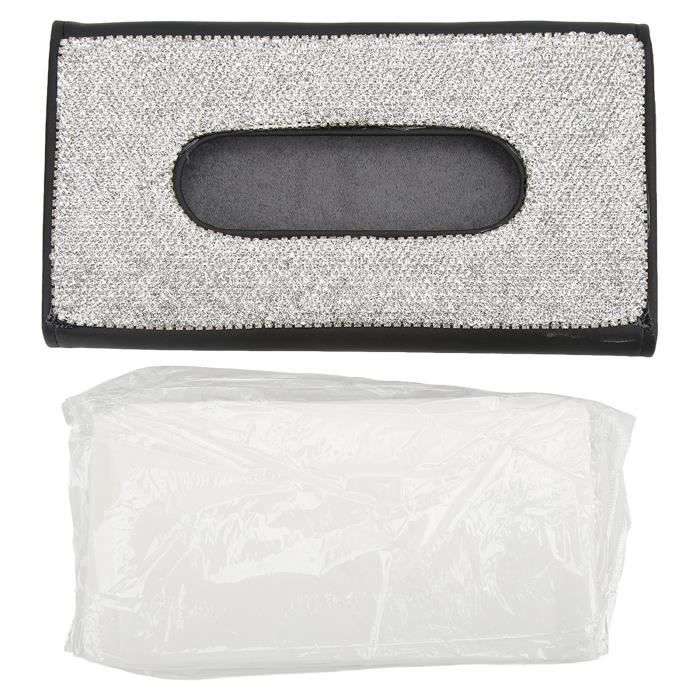 Boîte à Mouchoirs En Similicuir Strass Pour Voiture - Fixation Visière, Siège Ou Portière, Décoratif Et Pratique