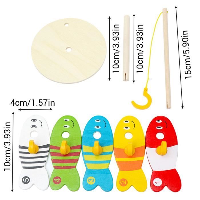 Jouet Pêche Montessori Bébé 6 Mois-3 Ans – Canne Velcro, 15 Poissons, Tapis Océan, Éveil Sensoriel