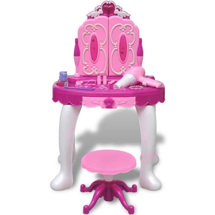 Coiffeuse jouet 3 miroirs pour enfants avec lumière et son HB051