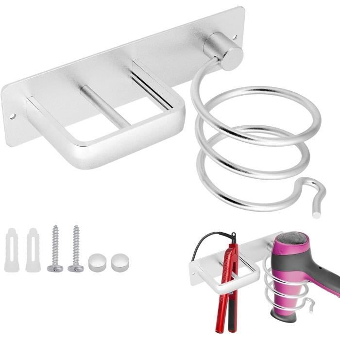 Porte Seche Cheveux Mural , Support Seche Cheveux Avec Rangement ABS Et