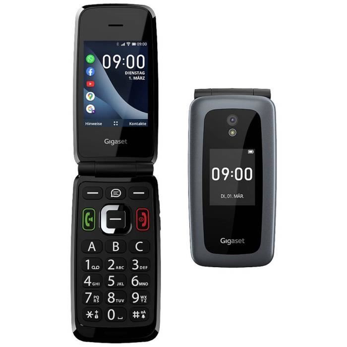 Gigaset GL7 Téléphone portable à clapet pour séniors Touche SOS gris titanium