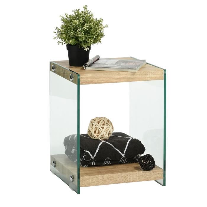 Homy Casa Meuble De Rangement Contemporain En Verre Et Bois L 35