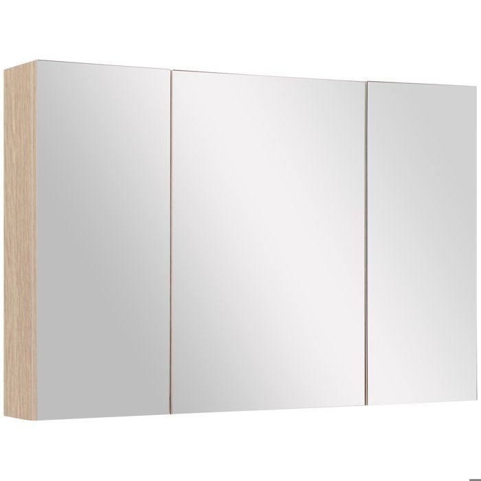 armoire murale miroir salle de bain 3 portes 3 étagères homcom - chêne clair